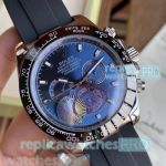 Best Quality Replica Rolex Daytona Blue Dial Black Rubber Strap Men's Watch